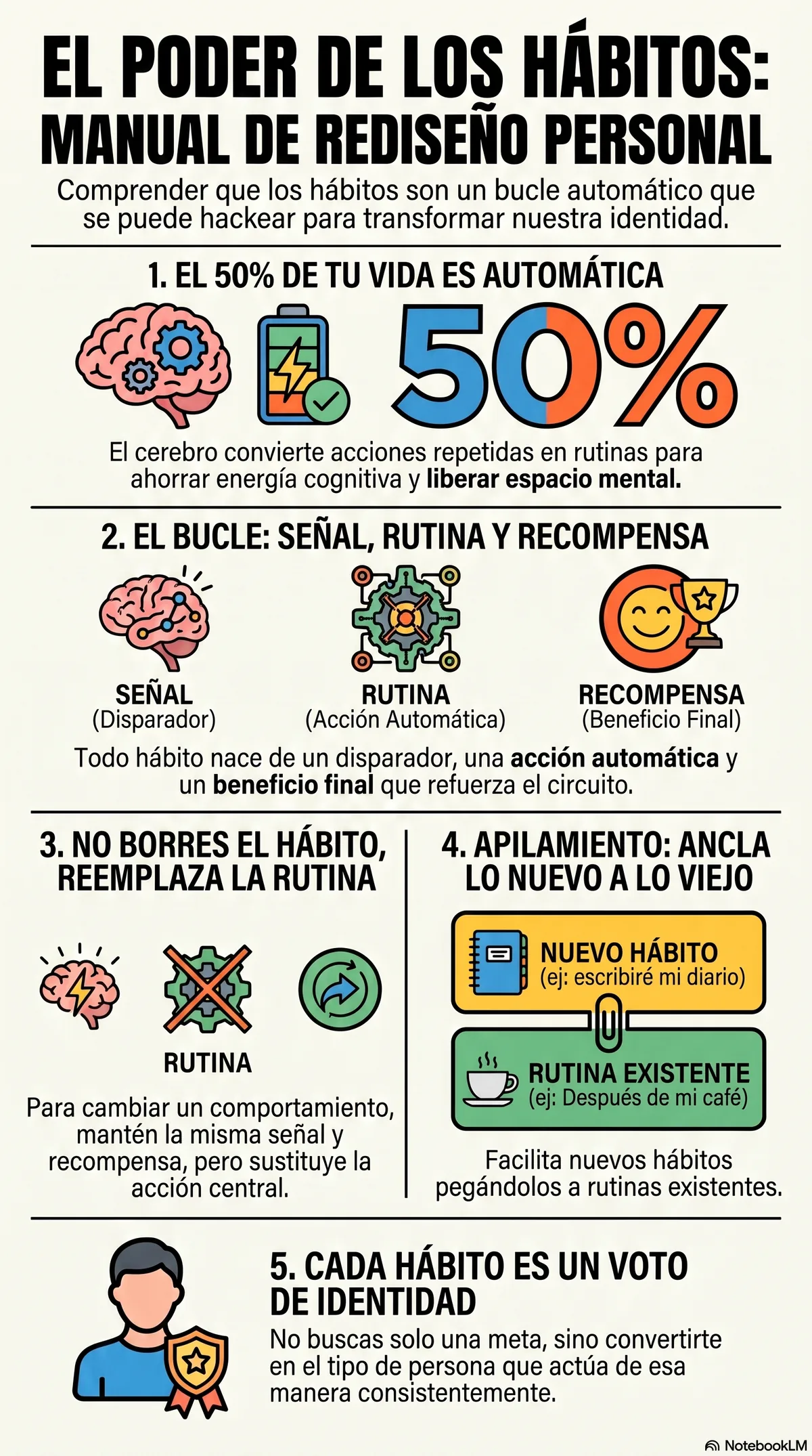 Infografía: El poder de los hábitos: manual de rediseño personal